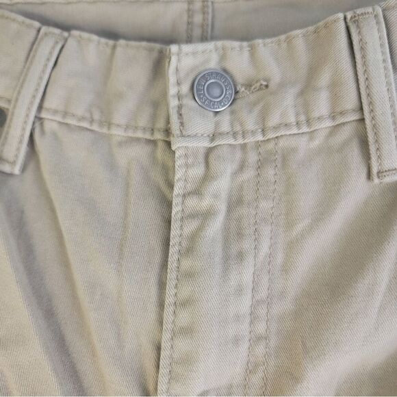 Levi’s 514 Beige Jeans Men Size 38X30 Tan Khaki Straight Black Patch White Tab - Picture 8 of 15